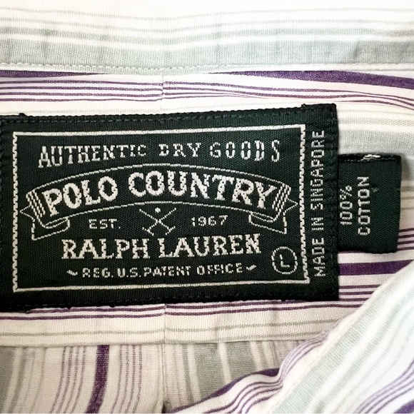 Ralph Lauren Polo Country Green Purple Stripe Button Down Shirt Men’s Size Large - Picture 8 of 9